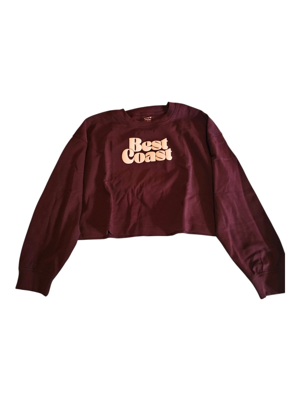 🆕️Old Navy Maroon Cropped 'Best Coast' Sweatshirt - Women